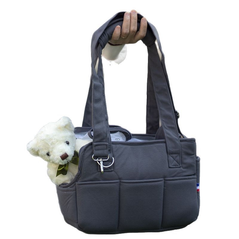 Macska- és kutya hordtáska, pamut anyag, egyszínű minta, közepesen puha keménység