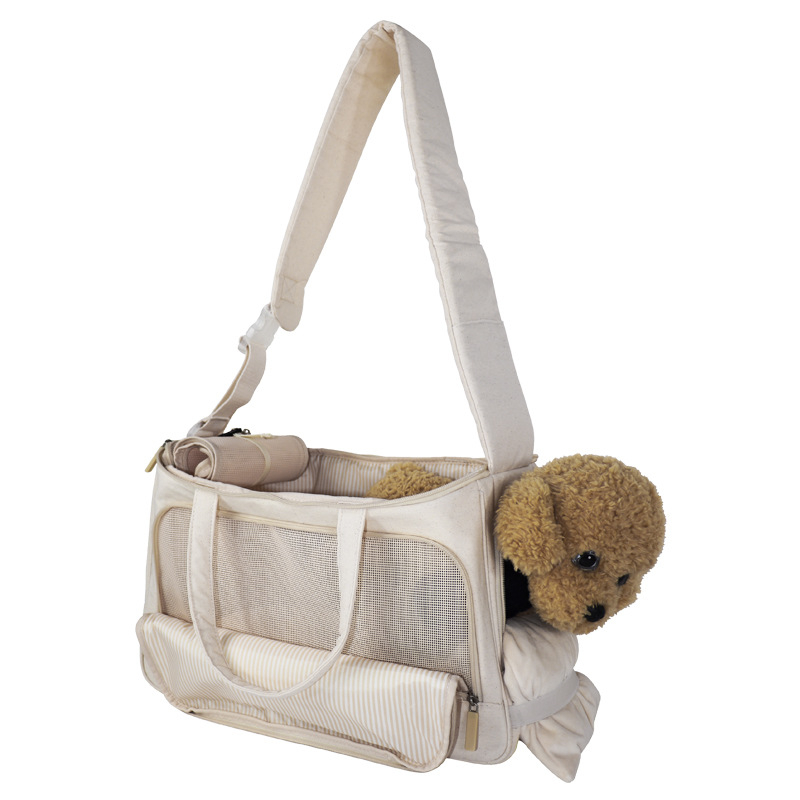 Vállon át vihető vászon kisállat hátizsák, crossbody dizájn, 30L kapacitás, légáteresztő, egyedi logó nyomtatás