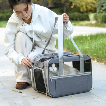 Портативна чанта за домашни любимци с презрамка и голям обем (Материал: Oxford; Капацитет: 50; Марка: Hanfeng; Твърдост: Средна до мека)