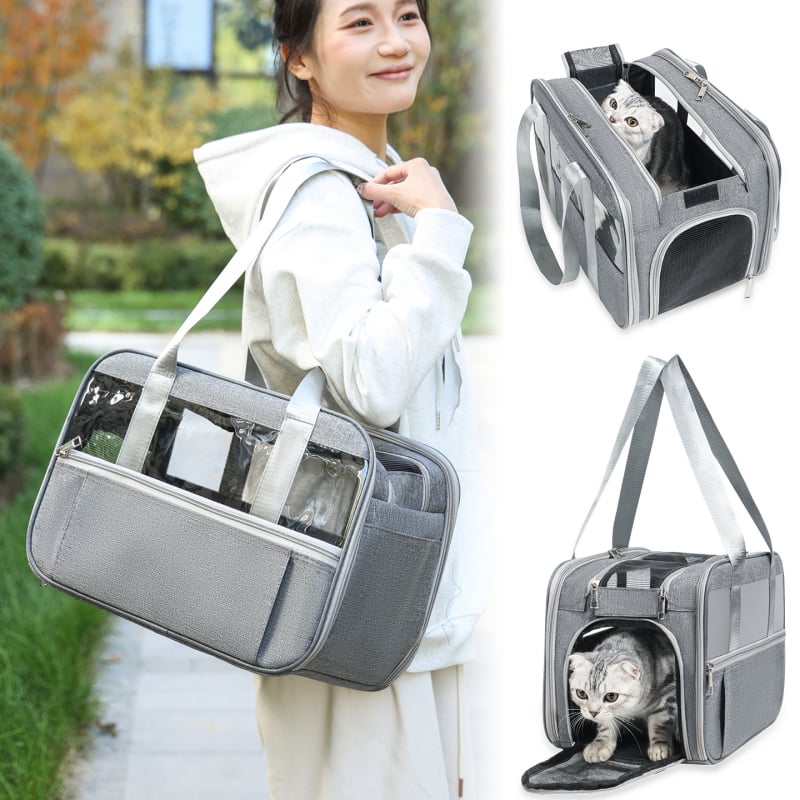 Портативна чанта за домашни любимци с презрамка и голям обем (Материал: Oxford; Капацитет: 50; Марка: Hanfeng; Твърдост: Средна до мека)