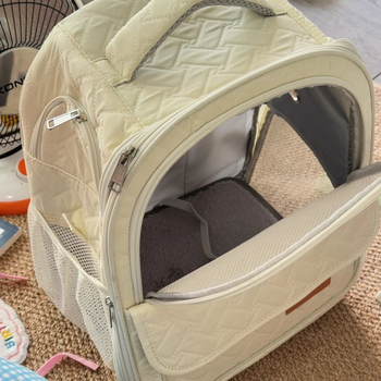 Персонализирана чанта за домашни любимци: раница за котки в стил космическа капсула за разходки, платно, модел с букви, средна твърдост