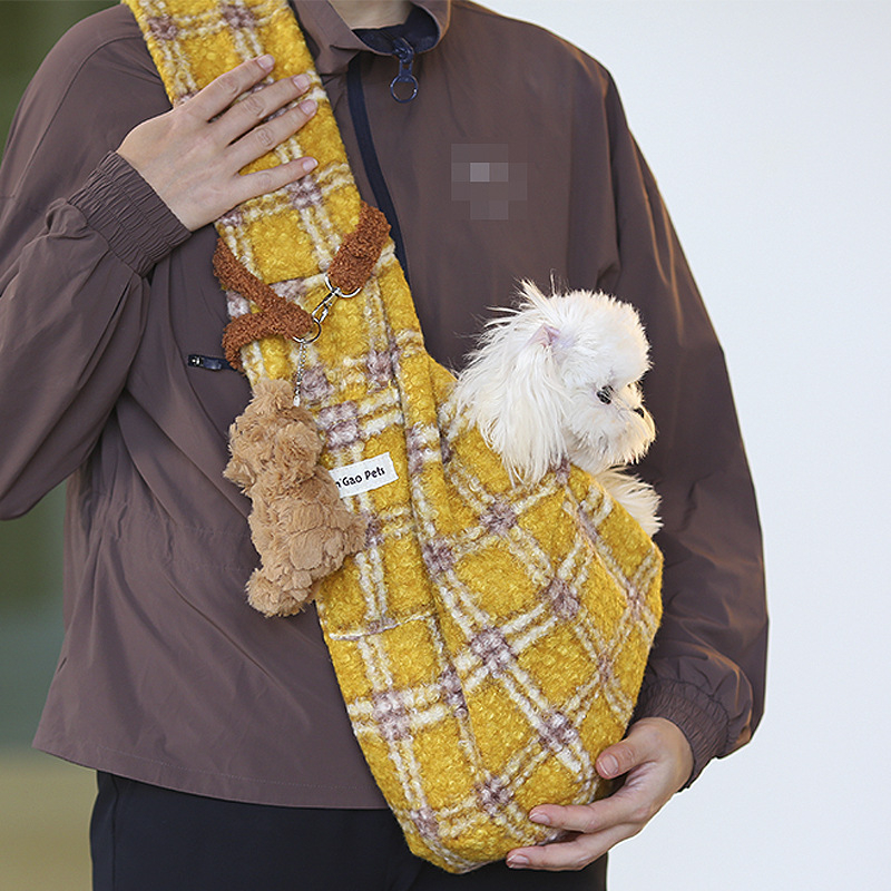 Τσάντα μεταφοράς για κατοικίδια με ιμάντα, ύφασμα σε κορεατικό στυλ (Χωρητικότητα: 15; Υλικό: Πολυεστέρας; Μοτίβο: Ρίγες; Σκληρότητα: Μαλακή)