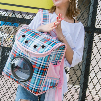 Macska űr kapszula hátizsák – összehajtható, lélegző, Oxford anyag, 5 kg kapacitás, kockás mintázat, merev kivitel