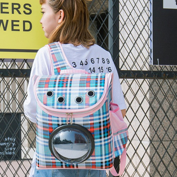 Macska űr kapszula hátizsák – összehajtható, lélegző, Oxford anyag, 5 kg kapacitás, kockás mintázat, merev kivitel