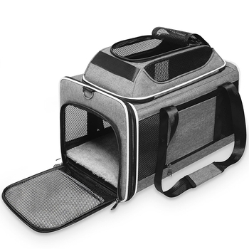 Autóba szerelhető táska háziállatok számára, hordozható, macska és kistestű kutyák számára, acélváz, nylonháló és báránygyapjú párna