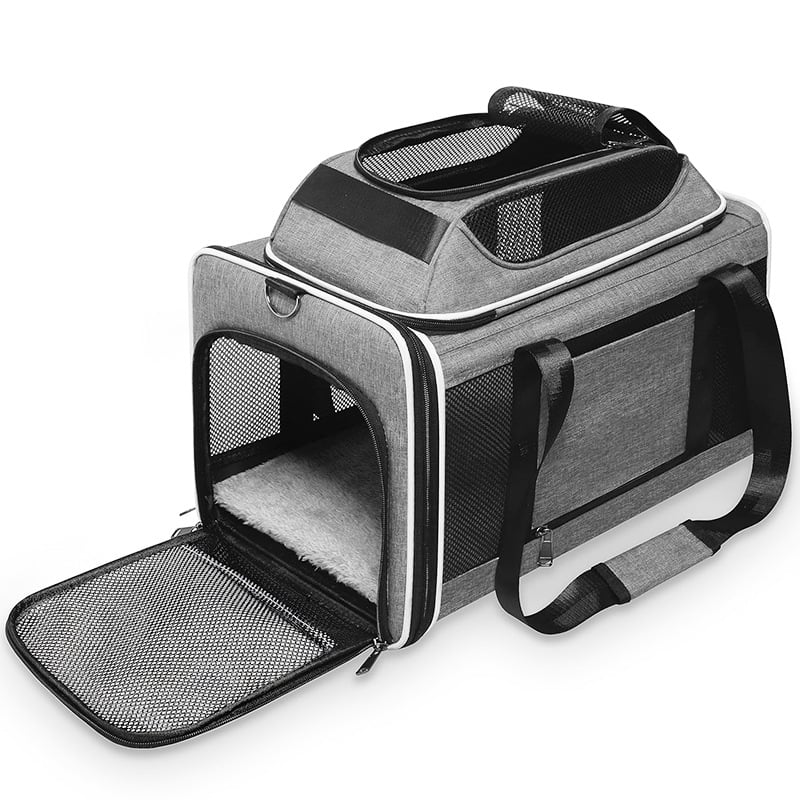 Autóba szerelhető táska háziállatok számára, hordozható, macska és kistestű kutyák számára, acélváz, nylonháló és báránygyapjú párna