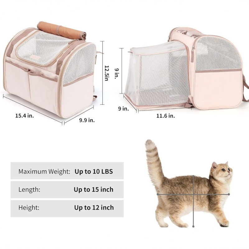 Macska hátizsák, Oxford anyag, közepes kapacitás, egyszínű minta, közepes–puha keménység