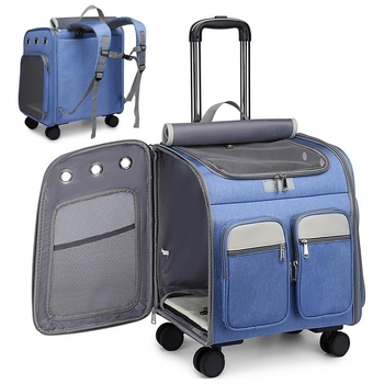 Háziállat hátizsák, 30L kapacitás, Oxford anyag, összecsukható kocsi, hangtalan kerekek