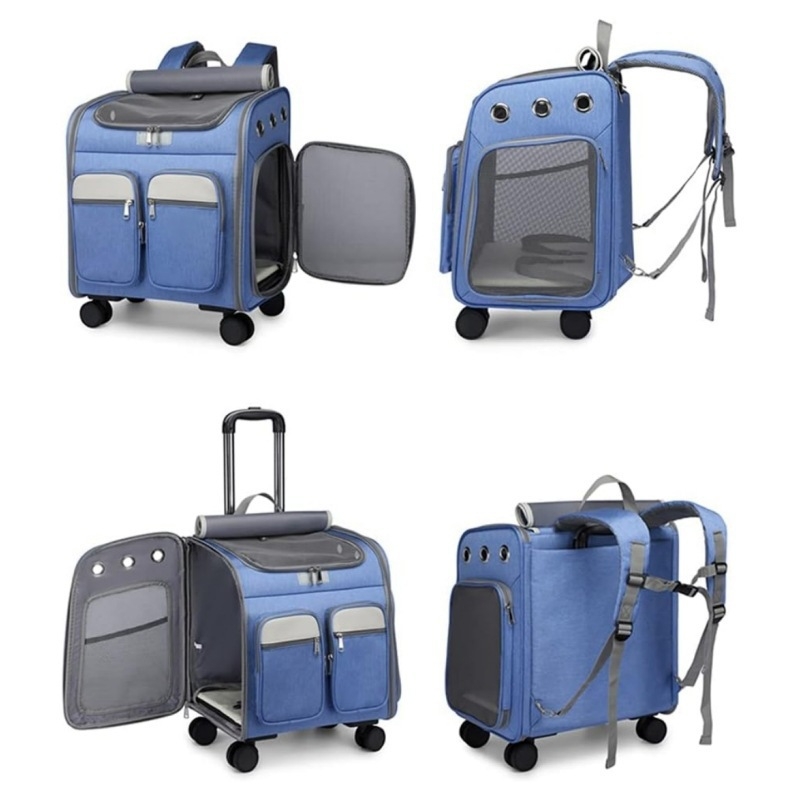 Háziállat hátizsák, 30L kapacitás, Oxford anyag, összecsukható kocsi, hangtalan kerekek