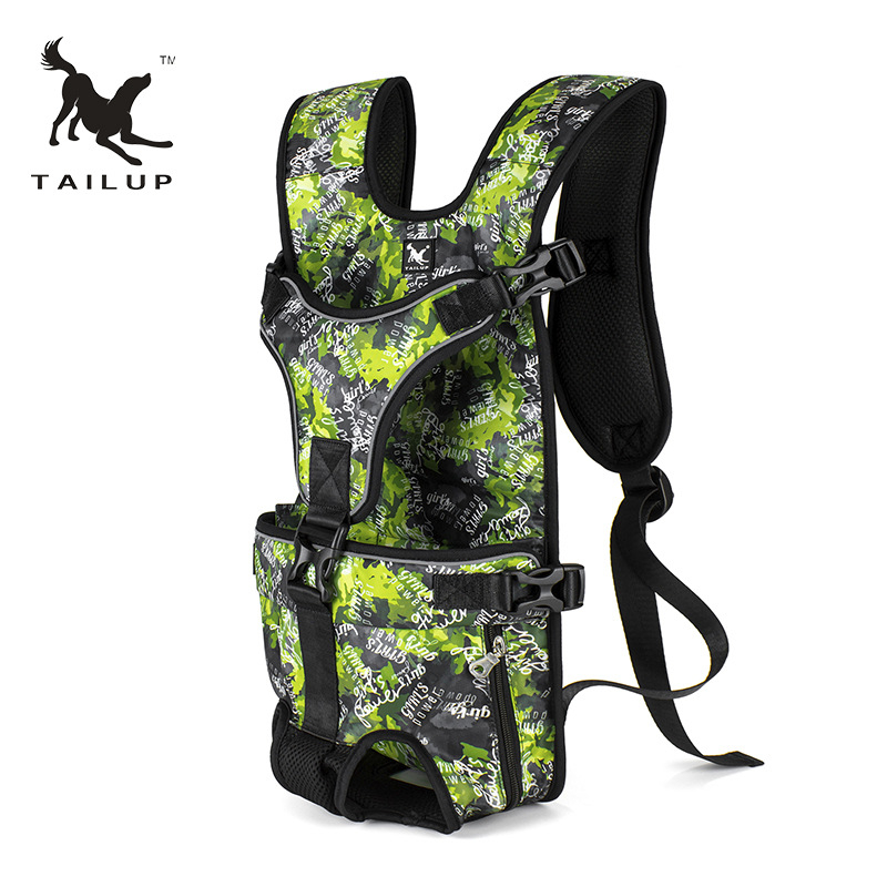 TAILUP Geantă pentru piept pentru animale de companie cu cataramă — Rucsac reglabil pentru câini, imprimeu camuflaj, țesătură Oxford