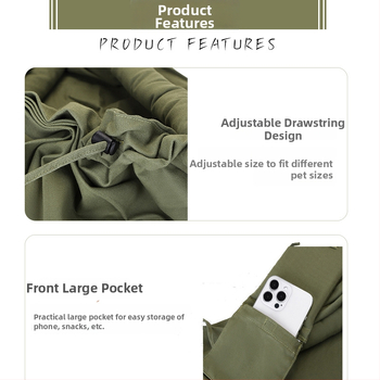 Rucsac pentru câini cu capacitate mare, curea crossbody pentru ieșiri, din pânză moale