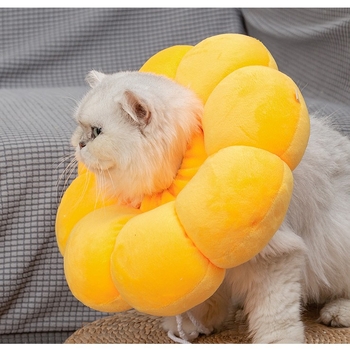 Elizabethán gallér állatoknak - napraforgó minta, puha PP pamut, karikatúra stílus, anti nyalogatás, márka Aite Chong