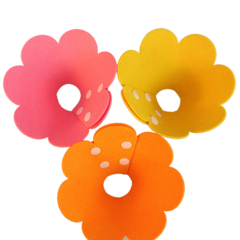 Filcből készült napraforgó mintázatú Elizabeth-korona háziállatoknak – posztoperatív, vízálló, nyalogatás és harapás elleni védelem, macskák és kutyák számára