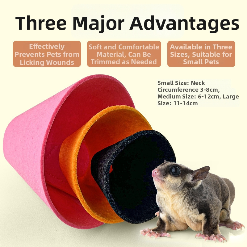 Anti-bites Elizabetha apkakle mazajiem mājdzīvniekiem — Sugar Gliders, hamsters, vāveres un citas — Korejas velūrs