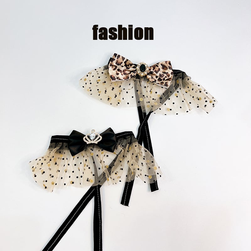 Colier dantelat pentru animale de companie, imprimeu leopard, papion pentru pisică, bavetă pentru câine și prosop pentru salivă – accesorii pentru guler