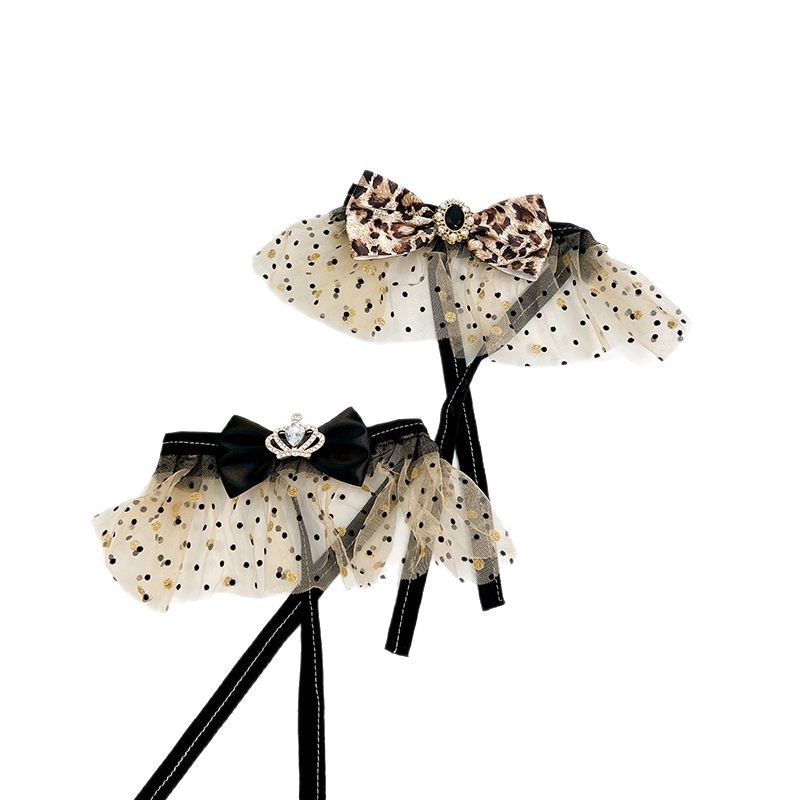 Colier dantelat pentru animale de companie, imprimeu leopard, papion pentru pisică, bavetă pentru câine și prosop pentru salivă – accesorii pentru guler