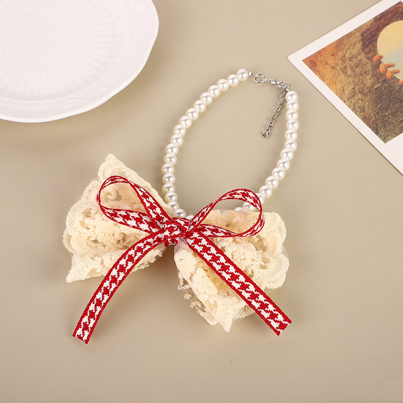 Κολάρο κατοικίδιων με δαντέλα για γάτες και σκύλους, φιογκάκι, οργάνζα, στυλ πριγκίπισσας, κατάλληλο για γάμους και εορτές