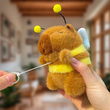 Capybara kulcstartó plüss játék mozgatható szárnyakkal (rövid plüss, PP pamut töltet)
