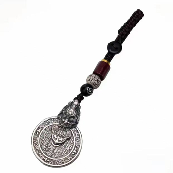 Pixiu Mountain Spirit Flower privjesak za ključeve, metal, kineski stil, retro dizajn 2025
