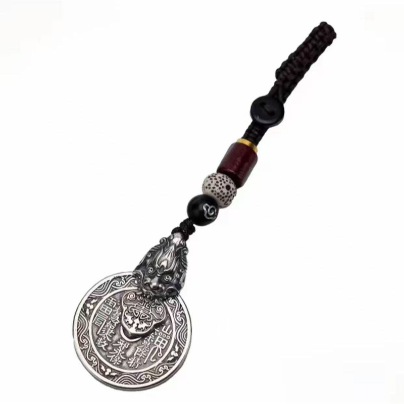 Pixiu Mountain Spirit Flower privjesak za ključeve, metal, kineski stil, retro dizajn 2025