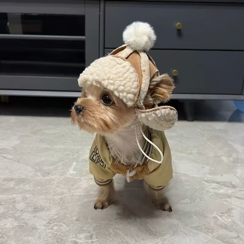 Flíssel bevont kutyasapka őszre és télre – Teddy, Bichon Frisé, Francia bulldog, Shiba Inu, Schnauzer – fejfedő imitált juhbőr hatású