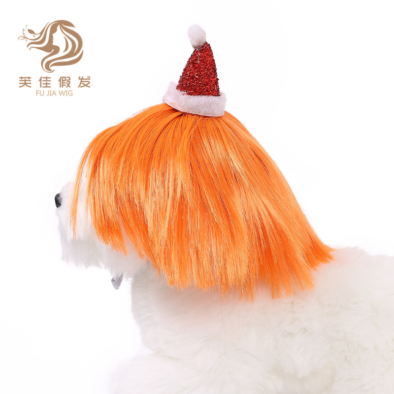 Set prilagodnika za kosu kućnih ljubimaca: paruka za mačke i pse, božićna kapa i ukosnice za kosu; Materijal: visokotemperaturna žica; univerzalna uporaba; ležerni stil