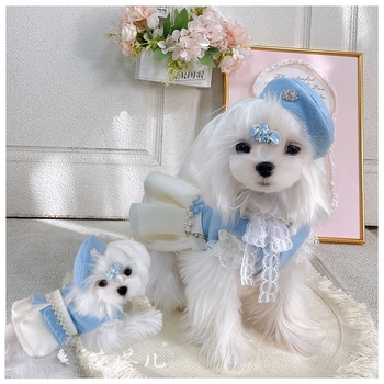 Kis testű kutyáknak készült pamutkabát, gyapjú/filc anyaggal, uniszex, hercegnő-stílusú ruha (Maltese, Yorkie, Bichon)