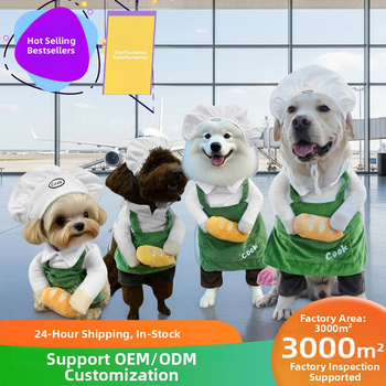 Transformačný kostým pre domáce zvieratá: kuchársky kostým s burgerovou čiapkou (polyester)