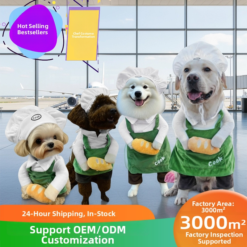 Transformačný kostým pre domáce zvieratá: kuchársky kostým s burgerovou čiapkou (polyester)