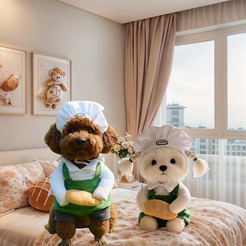 Transformačný kostým pre domáce zvieratá: kuchársky kostým s burgerovou čiapkou (polyester)