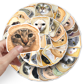 50 бр. комплект стикери: Карикатура Bread Cat Head – симпатичен стил; Тегло 30 г; Прилепване: Да; Процес на печат: офсет.
