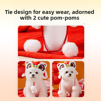 Čiapka pre psa s karikatúrnym vzorom, z extrémne mäkkej látky, zimné teplo, čínske štýlové tlač