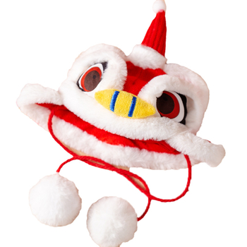 Шапка за кучета с карикатурен принт и пухкав ръб, зимна топлина, китайски стил