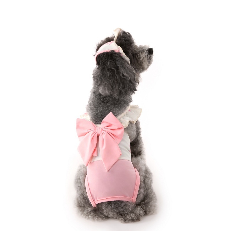 Kutyás nyári fürdőruha háziállatoknak, kalappal — poliészter, szabadidős stílus, kategória: háziállat ruházat