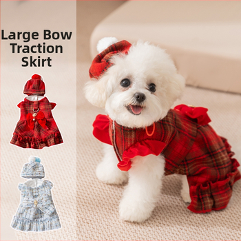 Háziállat ruházat: szoknya nagy masnival és sapkával kutyáknak és macskáknak, Leisure stílus, Hippie dog márka