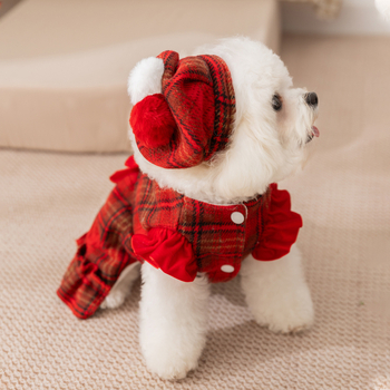 Háziállat ruházat: szoknya nagy masnival és sapkával kutyáknak és macskáknak, Leisure stílus, Hippie dog márka