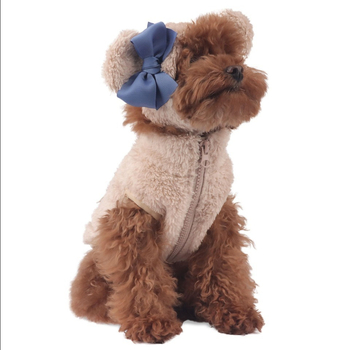 Téli plüss kutyakabát készlet cipzárral, mellény, sapka és sál - Coral Velvet