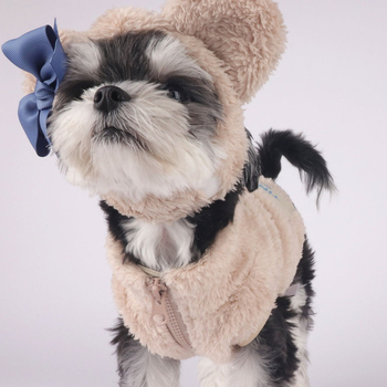 Téli plüss kutyakabát készlet cipzárral, mellény, sapka és sál - Coral Velvet