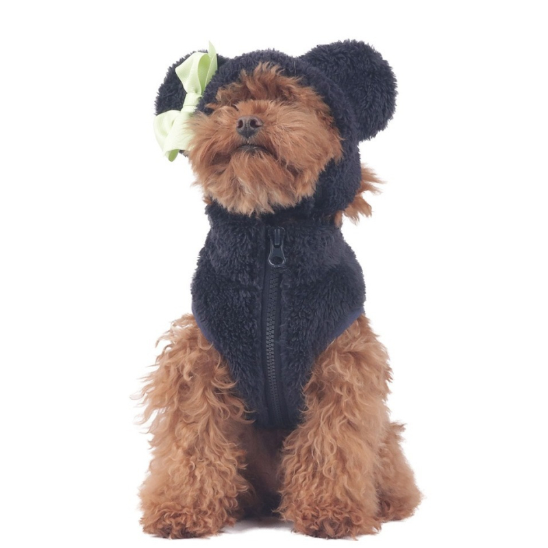 Téli plüss kutyakabát készlet cipzárral, mellény, sapka és sál - Coral Velvet