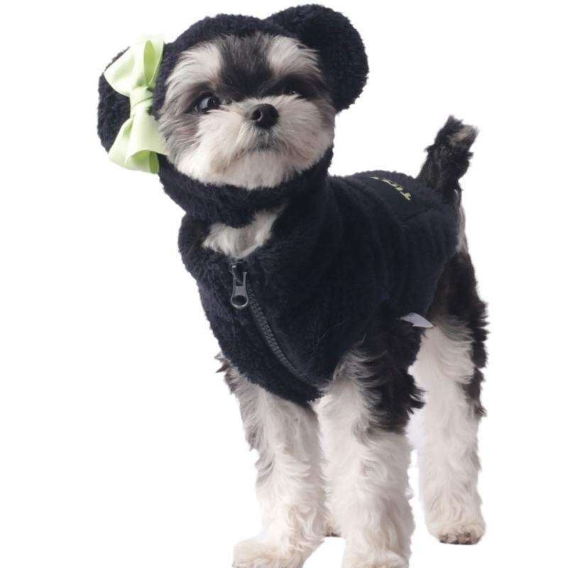 Téli plüss kutyakabát készlet cipzárral, mellény, sapka és sál - Coral Velvet