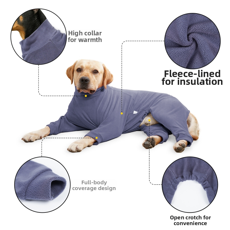 Voyagerpet šuns žieminis fliso paltas — kasdienio stiliaus, universalus kirpimas, drabužiai naminiams gyvūnėliams