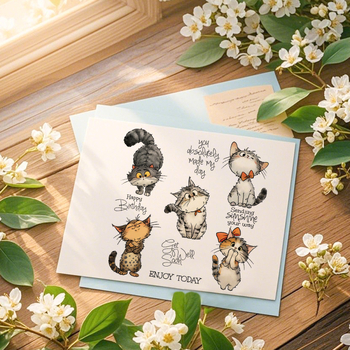 Διαφανής σφραγίδα σε σχήμα γάτας με φιόγκο για διακόσμηση χαρτιού ημερολογίου - μήτρα ανάγλυφης κοπής από άνθρακα χάλυβα, χυτός κατασκευής, μοντέρνος μινιμαλισμός