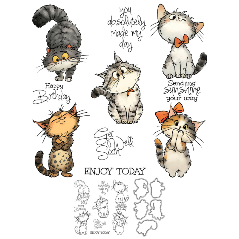 Διαφανής σφραγίδα σε σχήμα γάτας με φιόγκο για διακόσμηση χαρτιού ημερολογίου - μήτρα ανάγλυφης κοπής από άνθρακα χάλυβα, χυτός κατασκευής, μοντέρνος μινιμαλισμός