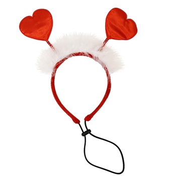 Valentin-napi díszítő készlet háziállatoknak – kutyasál és hajkiegészítő, Organza, Love minta, egyszerű szövés, satén felület
