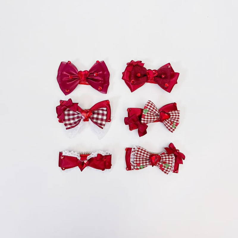 Clip de păr pentru animale de companie cu fundă pentru pisici și câini | Material: textil | Stil: lejer | Brand: zhous