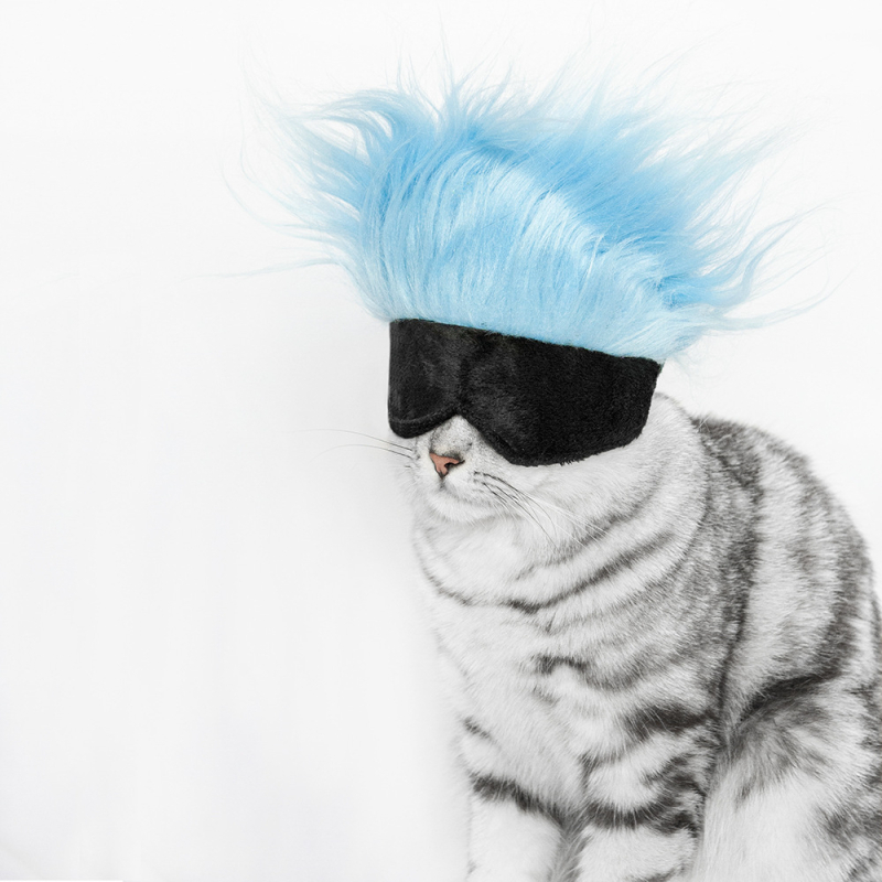 Cosplay kiegészítő kutyáknak és macskáknak: hosszú szőrű paróka sapka, mohair, sima szövés, kézzel festett, Japán és Dél-Koreai stílus