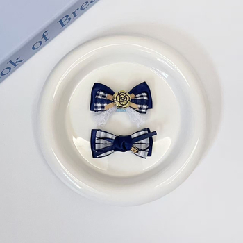 Clip de păr pentru animale de companie, cu fundă – țesătură, stil lejer, pentru pisici și câini