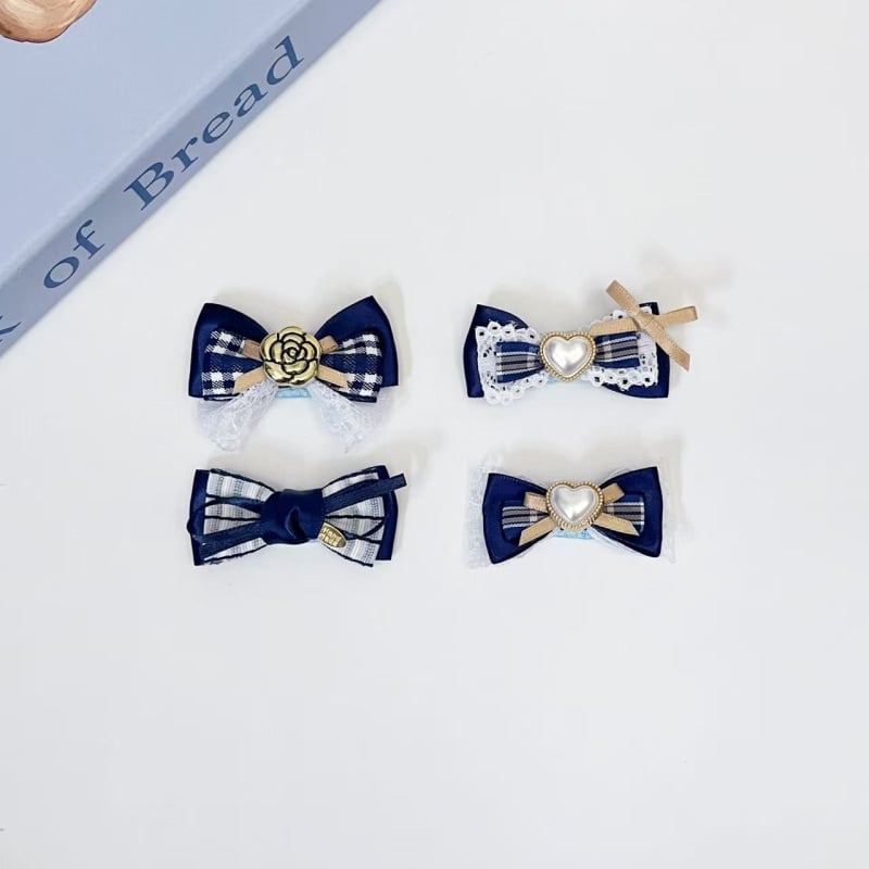 Clip de păr pentru animale de companie, cu fundă – țesătură, stil lejer, pentru pisici și câini