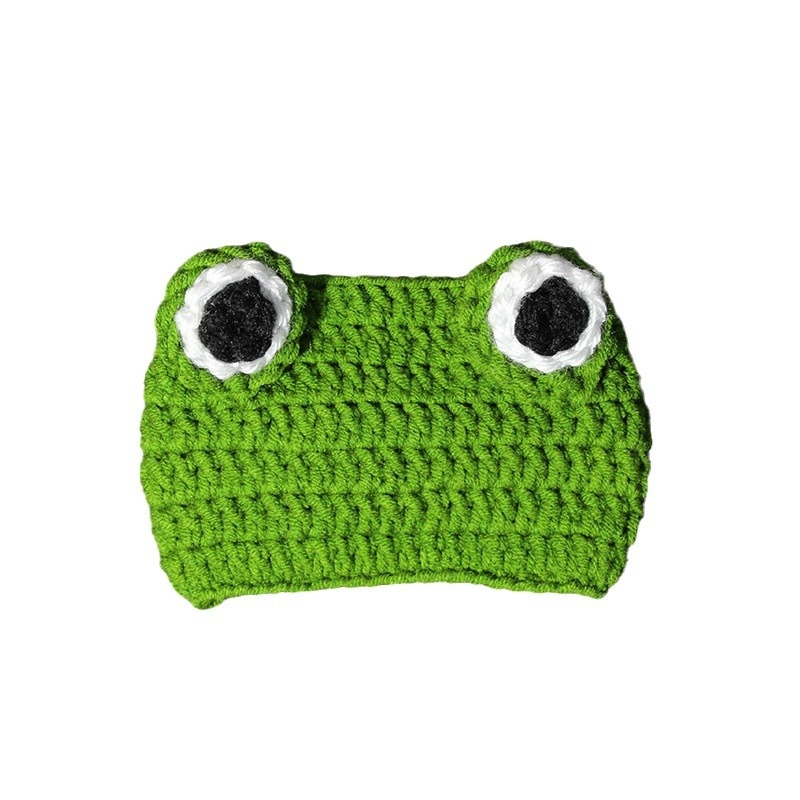 Macska fejfedő béka formájú, kötött gyapjúból készült kiegészítő nyak gallérral