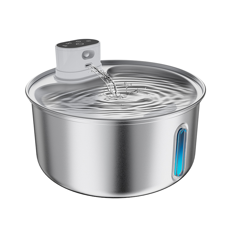 Vezeték nélküli vízadagoló háziállatok számára, csendes, nagy kapacitású, automatikus keringés, rozsdamentes acél